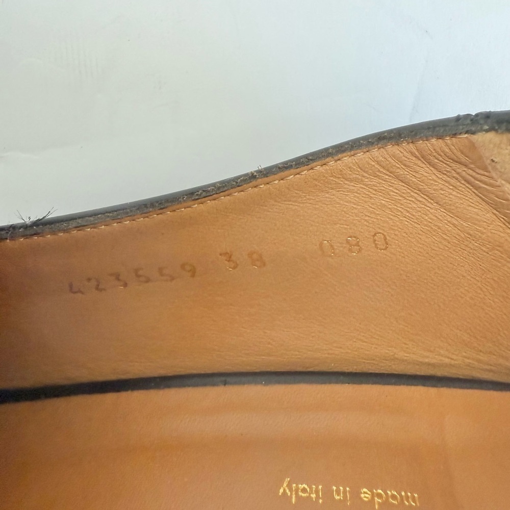 Gucci Black leather GG Web Pearl embellished Peyton loafers block heel EU 38 - Picture 10 of 11